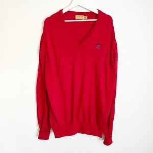 Vtg 90s Cross Creek V Neck Sweater The Mount Washington Red Golf Club Preppy XL